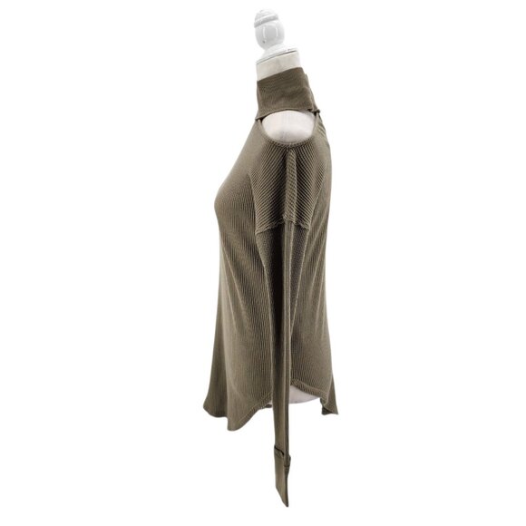 Free People We The Free Womens Small Top Just For You Cutout Waffle Knit Gray - Picture 5 of 13